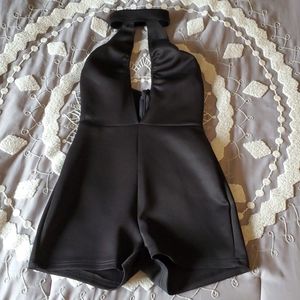 Black Romper with a Choker Collar